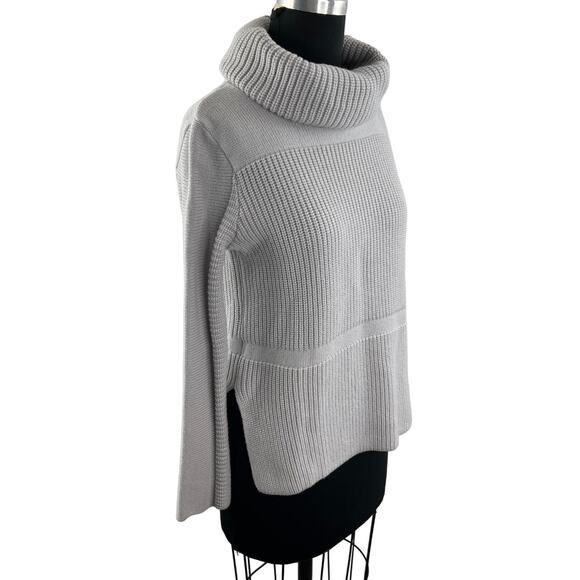 SURE FEEL Gray Ribbed Wool? Long Sleeve Cowl Neck Pullover Knit Sweater S M? - Picture 1 of 7